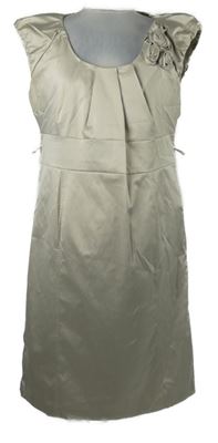 Dámské béžové saténové šaty s kytičkami Et Vous 