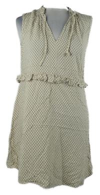 Dámské béžovo-černé vzorované šaty s volánky H&M