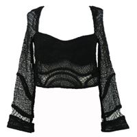 Dámský černý háčkovaný crop svetr H&M