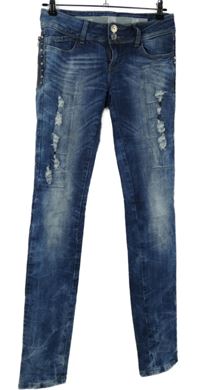 Dámské tmavomdoré skinny rifle s prošoupáním Blue Rags 