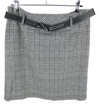Dámská černo-bílá kostkovaná sukně s páskem 