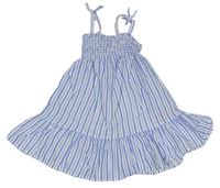 Bílo-modré pruhované plátěné šaty Primark