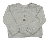 Světlešedá melírovaná mikina s králíčkem The little white company