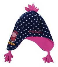Tmavomodrá puntíkatá fleecová čepice s Peppa pig