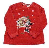 Červená chlupatá mikina s Minnie a Daisy Disney