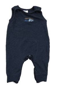 Tmavomodré laclové tepláky se slony Topomini