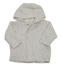 Bílá puntíkatá sametová propínací mikina s kapucí F&F