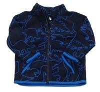 Tmavomodrá fleecová propínací mikina s dinosaury F&F