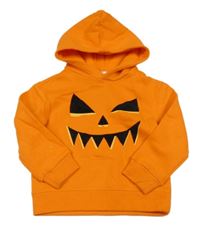 Neonově oranžová mikina se smajlíkem a kapucí H&M