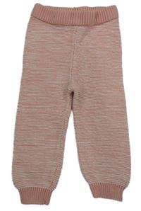 Růžovo-bílé melírované pletené tepláky lupilu