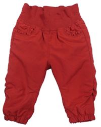 Červené šusťákové podšité kalhoty s úpletovým pasem C&A