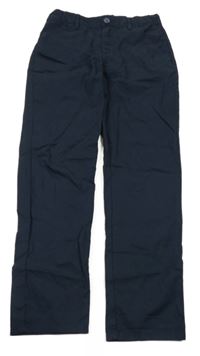 Tmavomodré plátěné chino kalhoty H&M