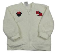 Bílá sametová zateplená propínací mikina s Minnie Disney