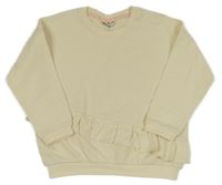 Smetanová žebrovaná mikina s volánkem so cute