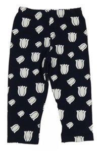 Tmavomodré květinové legíny 