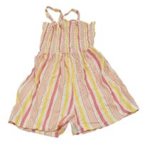 Bílo-růžovo-žlutý kraťasový overal H&M