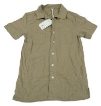 Nové - khaki pruhovaná košile Tu