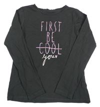 Antracitové triko s nápisem H&M