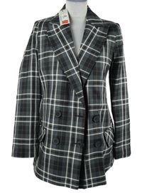 Nové - Dámský šedo-černo-smetanový kostkovaný blejzr Primark 