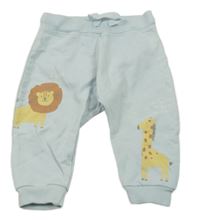 Světlemodré tepláky s obrázkem lva a žirafy Hop