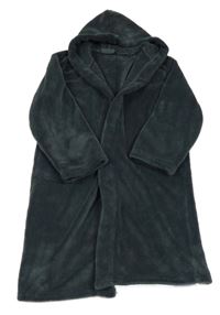 Tmavošedý huňatý župan s kapucí