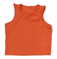 Cihlový žebrovaný crop top zn. River Island