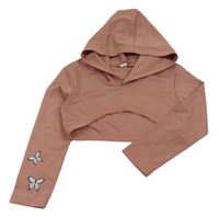 Růžová crop mikina s kapucí Shein