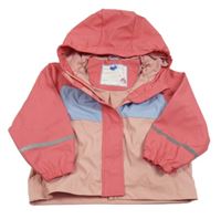 Růžovo-světlemodrá nepromokavá jarní bunda s kapucí Kiki&Koko