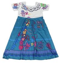 Bílo-modré šaty s obrázky- Encanto 