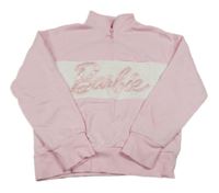 Světlerůžovo-bílá mikina se stojáčkem Barbie