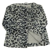 Šedo-černý vzorovaný kožešinový podšitý kabát Next