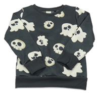 Tmavošedá mikina s duchy a lebkami 