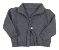 Modrošedý propínací svetr s límečkem