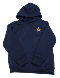 Tmavomodrá mikina s hvězdou a kapucí 