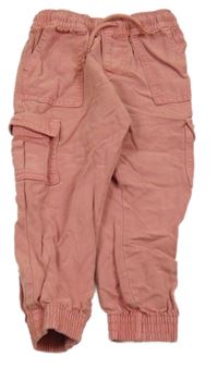 Růžové lehké cuff kalhoty s kapsami F&F