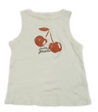 Bílý žebrovaný top s třešněmi F&F