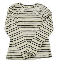 Nové - Smetanovo-černé pruhované žebrované triko F&F