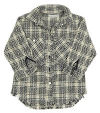 Černo-smetanová kostkovaná košilová bunda Zara 