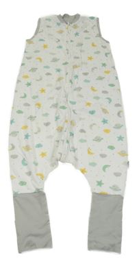 Bílo-šedý zateplený spací overal/pytel s mraky