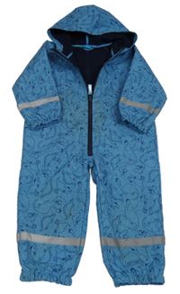 Modrá softshellová kombinéza s dinosaury a kapucí x-mail