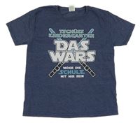 Tmavomodré melírované tričko s nápisem 