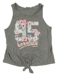 Šedý top s květy a číslem H&M