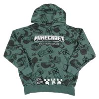 Khaki-černá vzorovaná mikina s kapucí - Minecraft