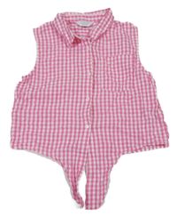 Růžovo-bílá kostkovaná halenka suzlem Primark