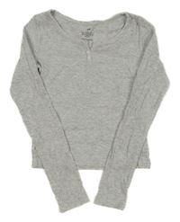 Šedé žebrované crop triko s knoflíky H&M