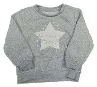 Šedá mikina s nápisem a hvězdou Primark