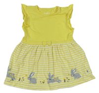 Žluto-pruhované bavlněné šaty se zajíčky Staccato