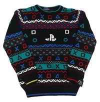 Černo-barevný vzorovaný svetr PlayStation Primark