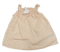 Světlerůžové kytičkované žabičkové plátěné šaty H&M