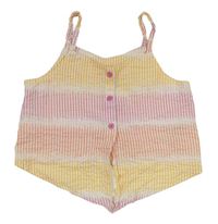 Bílo-růžovo-žlutá pruhovaná krová crop halenka Primark